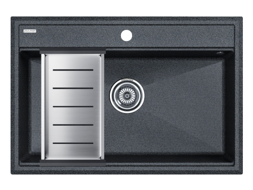Мойка кухонная Paulmark PM117551-DG+A375-BS 75х51 графит/брашированная нержавеющая сталь